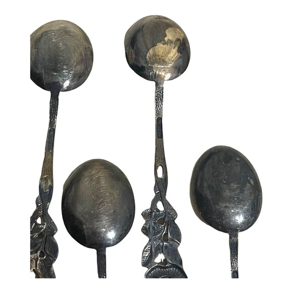 Vintage Antiko 100 Silver Bon-Bon Coffee Spoon Rose Handle 11 Piece Set Germany - Picture 3 of 7